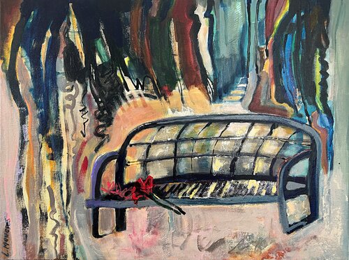 Echoes on the Bench by Lynne Meneses, Painting for Sale on Select