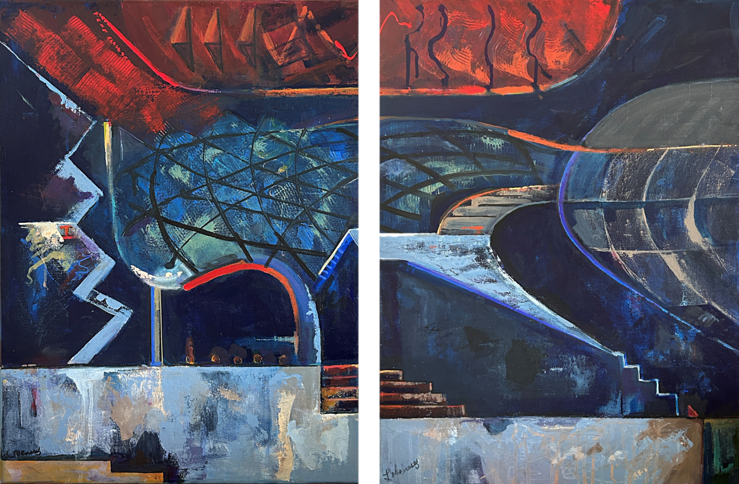 Infinite Structures III & IV Lynne Meneses Original painting for sale