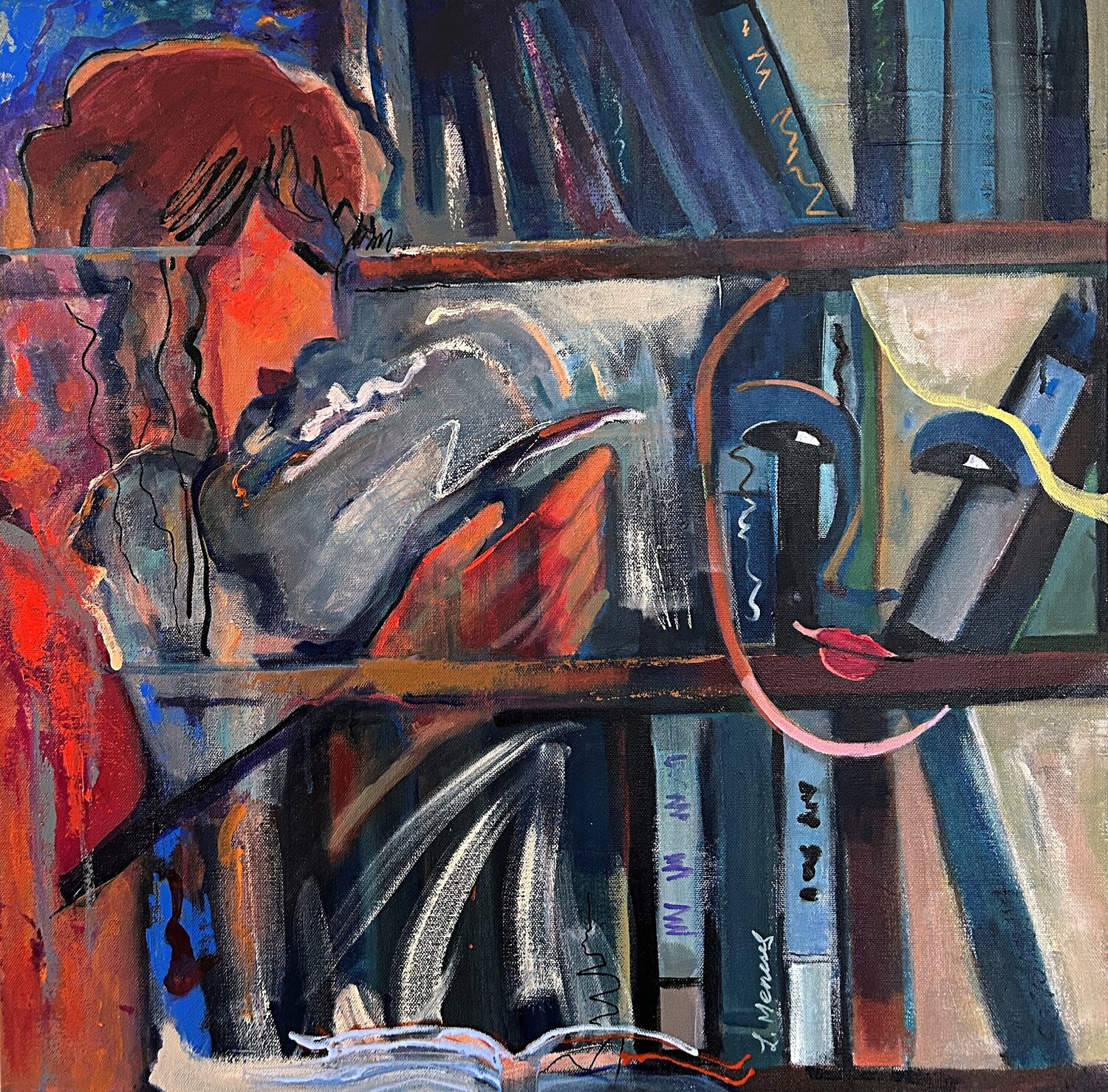 Voice from the Shelves Lynne Meneses Original painting for sale