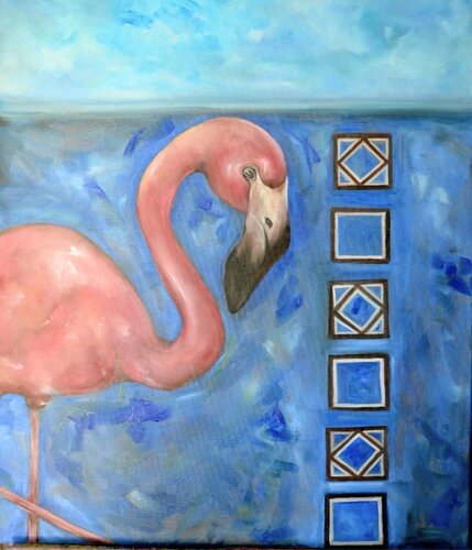 Flamingos in the Danube Delta by Geanina Cernica, Painting for Sale on Select