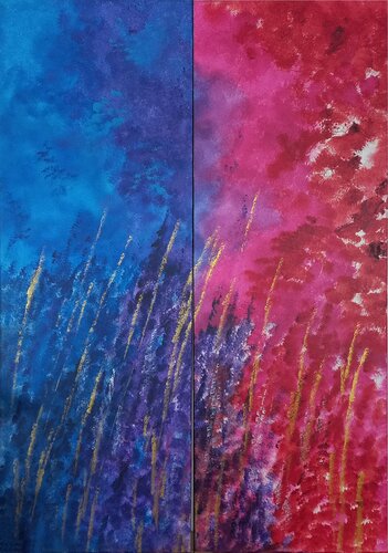 Blue 'n Red (B488) by Dieter Becker, Painting for Sale on Select