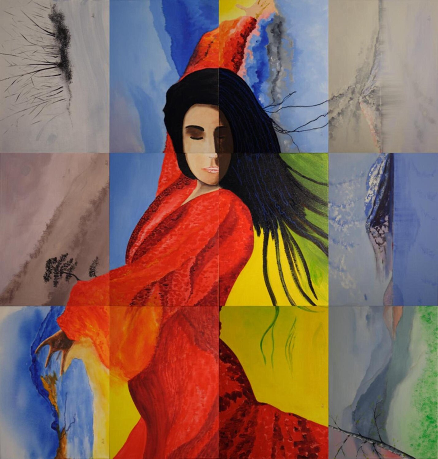 FLAMENCO - Polyptychon Dieter Becker Original painting for sale