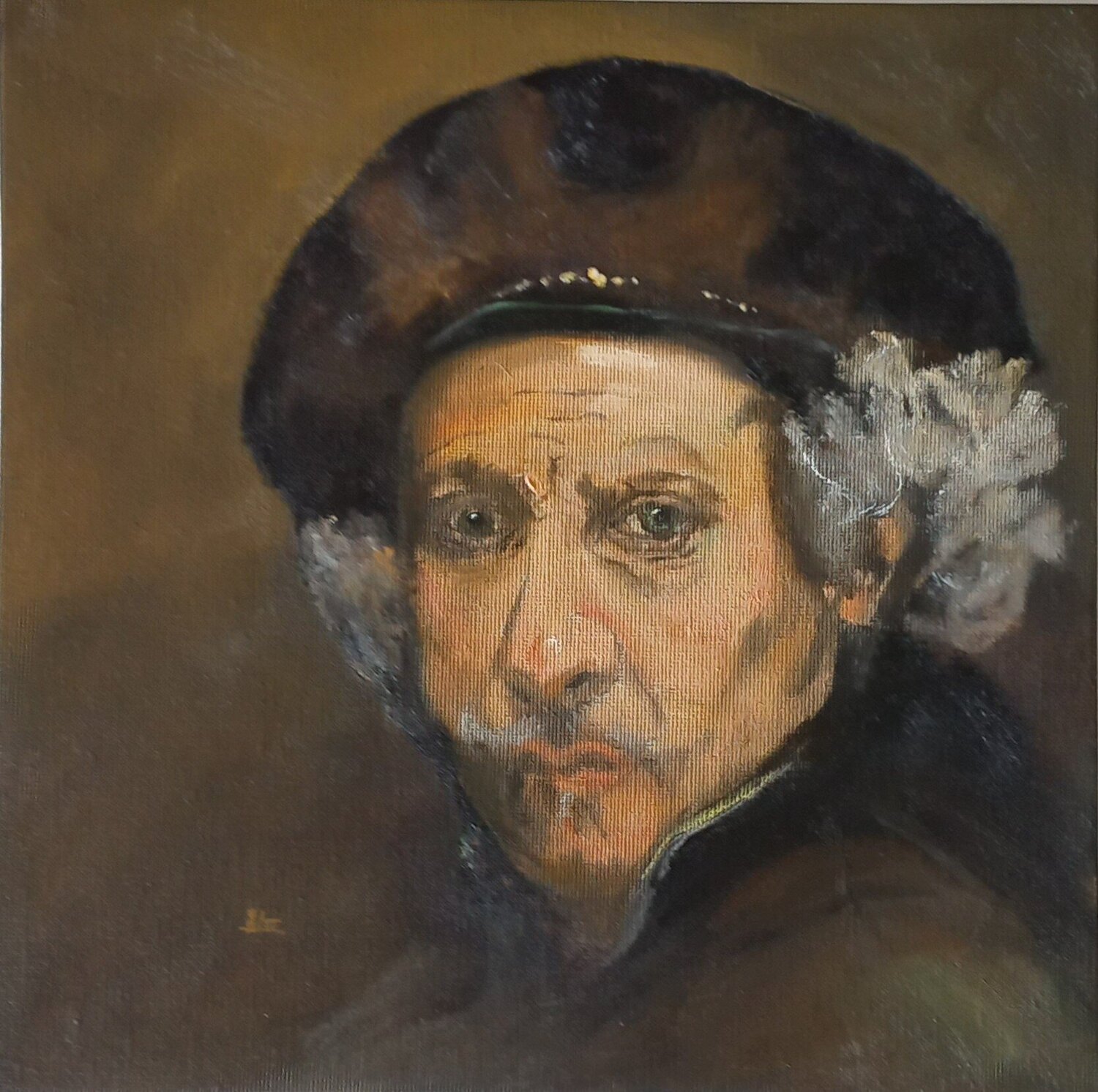 Rembrandt Self-Portrait - Art Reproduction (P1225) Dieter Becker Original painting for sale