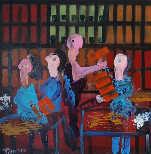 Reunião na biblioteca by Vítor Pisco, Painting for Sale on Select