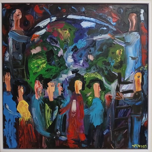 Peace and love for save the world by Vítor Pisco, Painting for Sale on Select