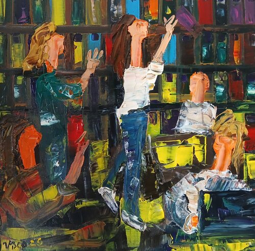 As bibliotecárias by Vítor Pisco, Painting for Sale on Select