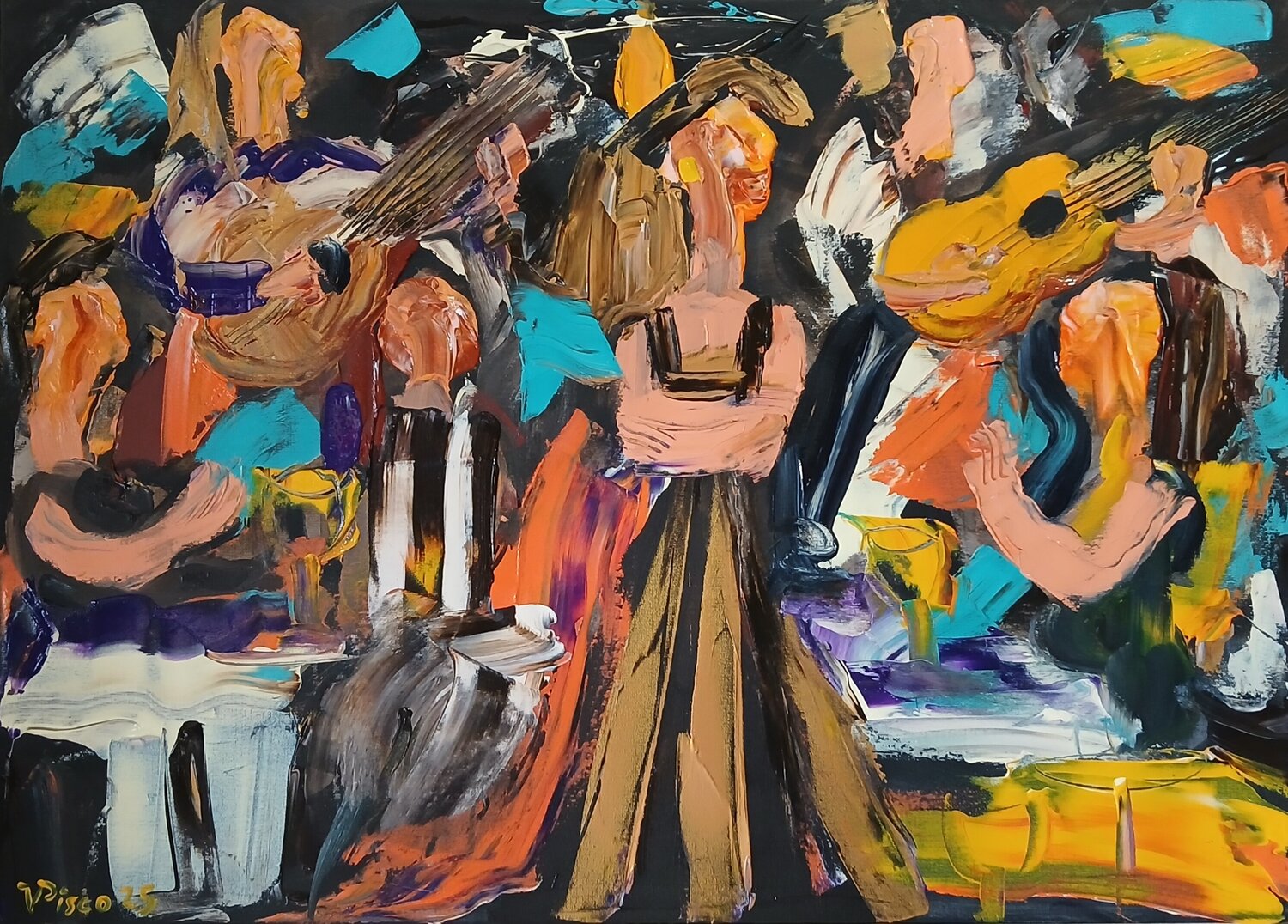 Fado na aldeia Vítor Pisco Original painting for sale