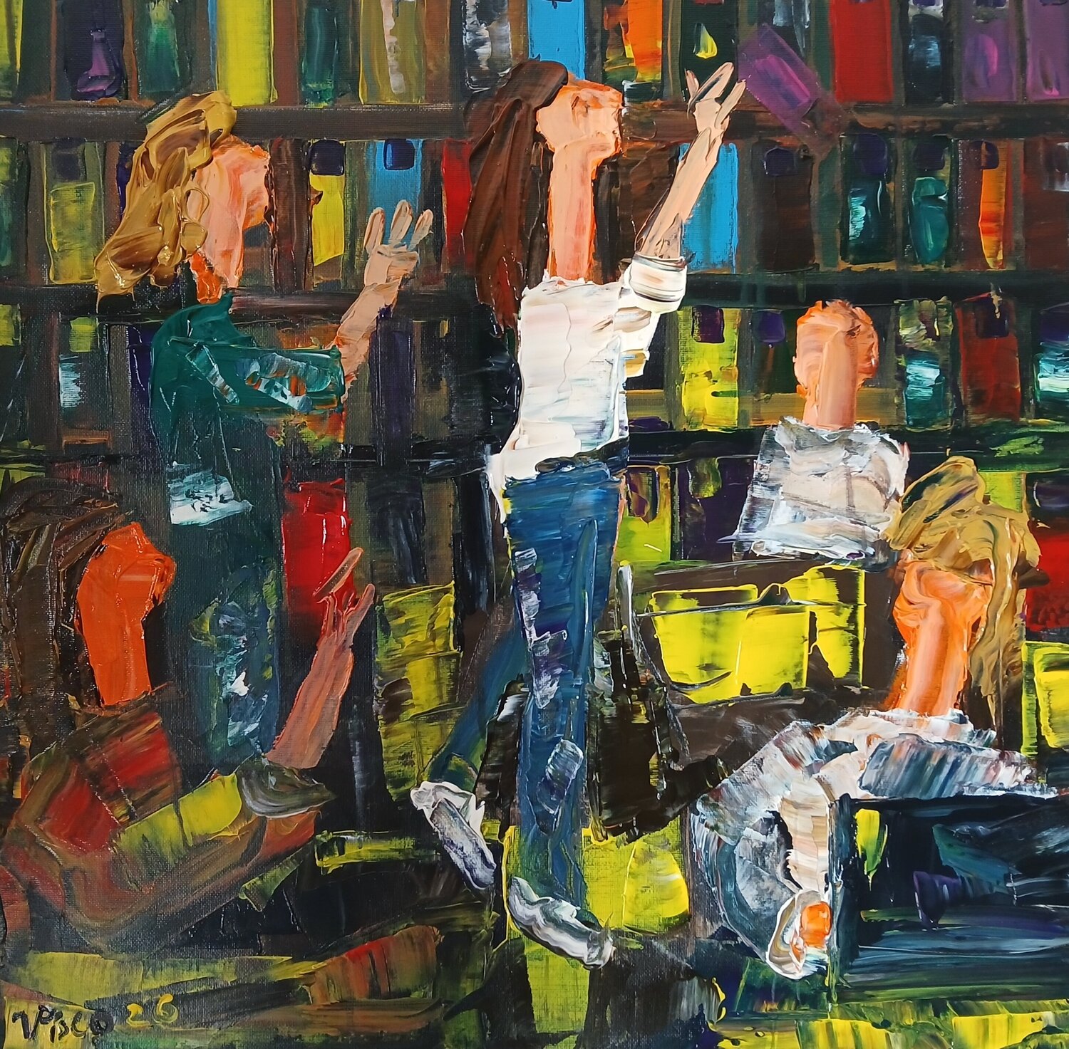 As bibliotecárias Vítor Pisco Original painting for sale