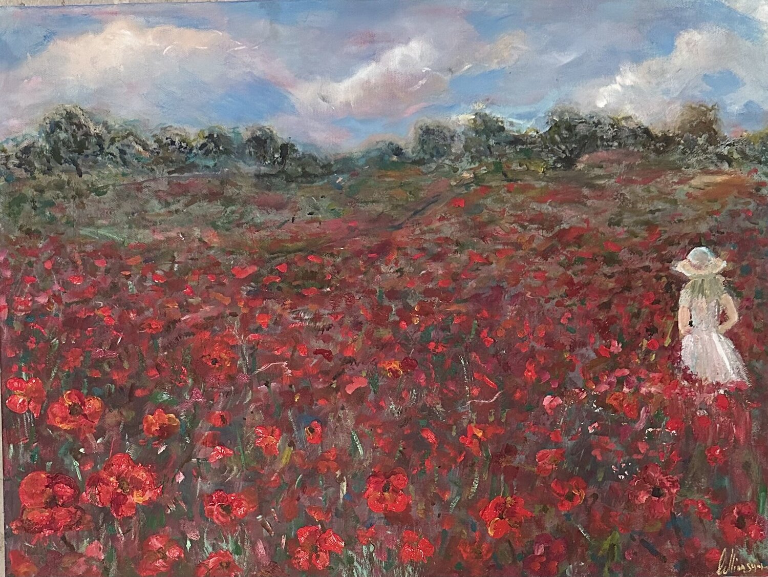 Field of Red Wonder Olga Minasyan Original painting for sale