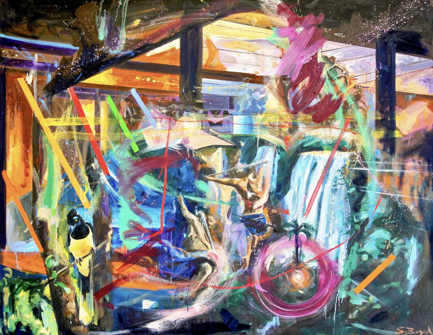 Down by the falls Simon Boyd Original painting for sale