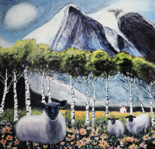 The High Pasture by evy Olsen Halvorsen, Painting for Sale on Select