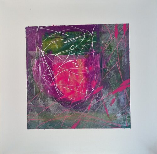 Zentrum der Energie — Himbeerrot by Ellen Frischbutter, Painting for Sale on Select