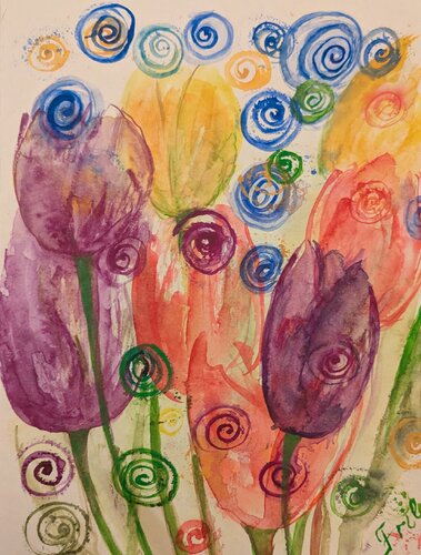 Tulpen schauen zurück by Ellen Frischbutter, Painting for Sale on Select