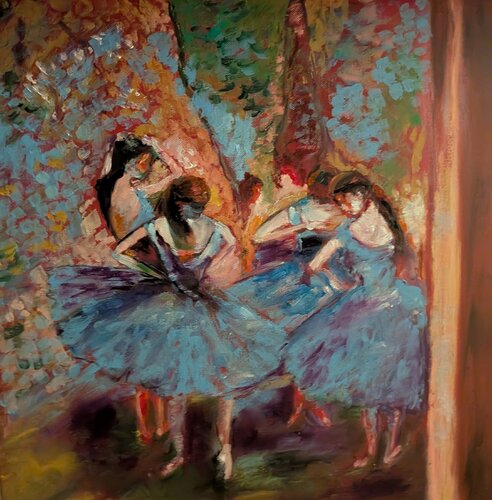 Blue Dancers – Study after Edgar Degas by Ellen Frischbutter, Painting for Sale on Select