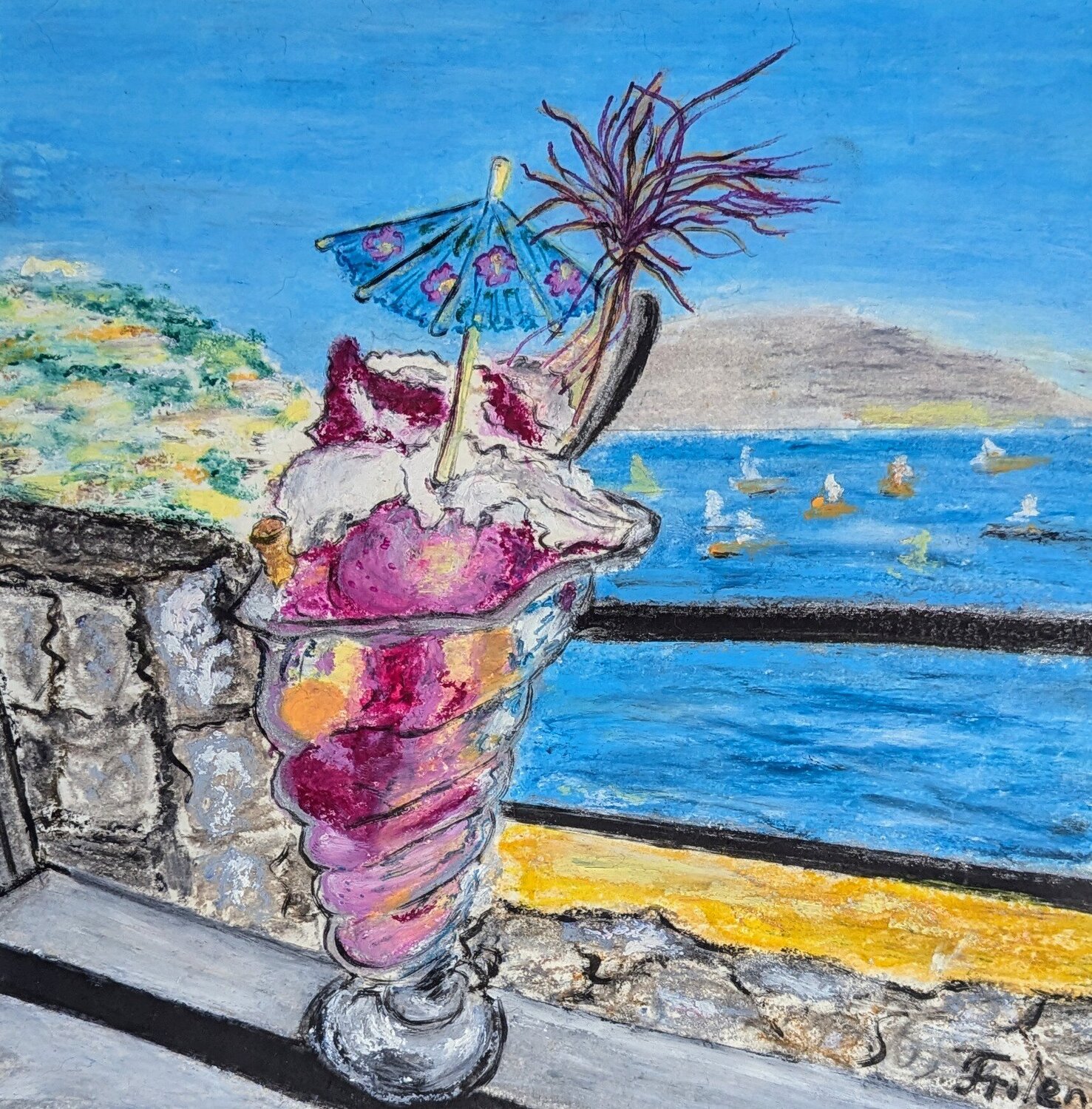 Ein süßer Moment am Wasser Ellen Frischbutter Original painting for sale