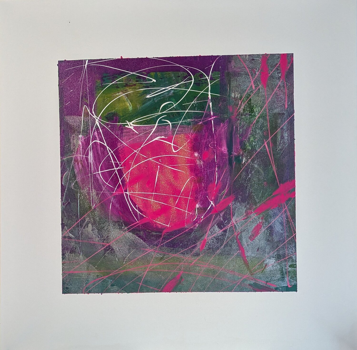 Zentrum der Energie — Himbeerrot Ellen Frischbutter Original painting for sale