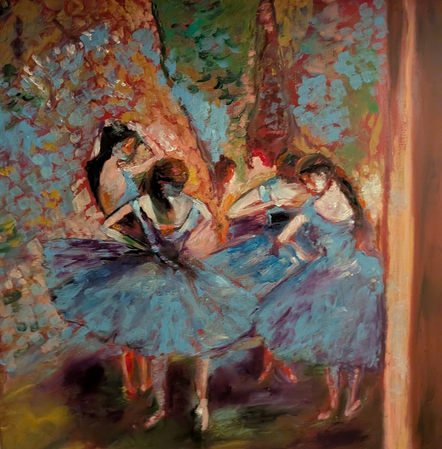Blue Dancers – Study after Edgar Degas Ellen Frischbutter Original painting for sale