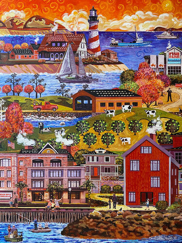 Fishing With Dad by Julie Pace Hoff, Painting for Sale on Select