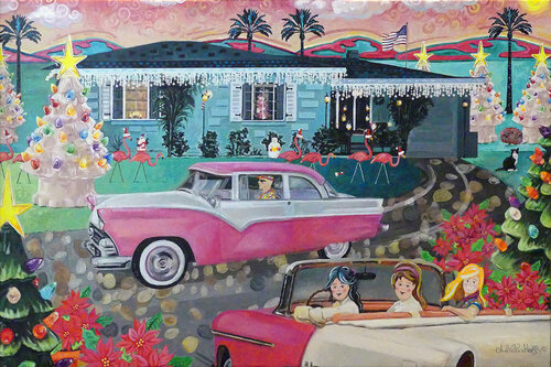 1950's Novelty Christmas by Julie Pace Hoff, Painting for Sale on Select