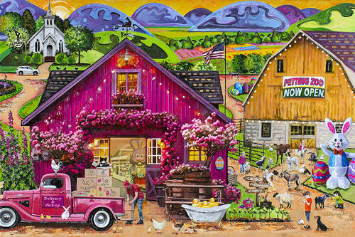 Easter's Petting Zoo by Julie Pace Hoff, Painting for Sale on Select