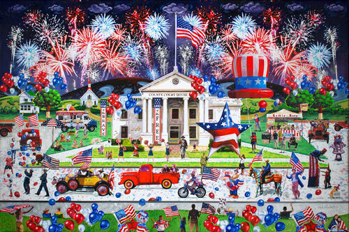 Country Court House 4th Of July Parade by Julie Pace Hoff, Painting for Sale on Select