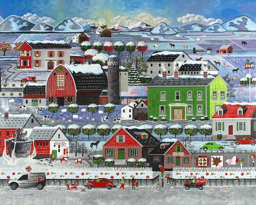 White Chocolate Fondue And Peppermints Christmas Farm by Julie Pace Hoff, Painting for Sale on Select