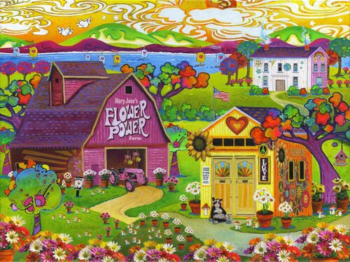 Flower Power Farm by Julie Pace Hoff, Painting for Sale on Select