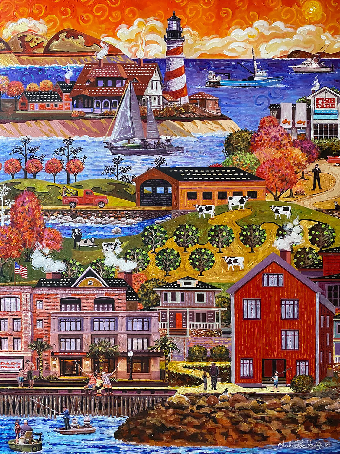 Fishing With Dad Julie Pace Hoff Original painting for sale