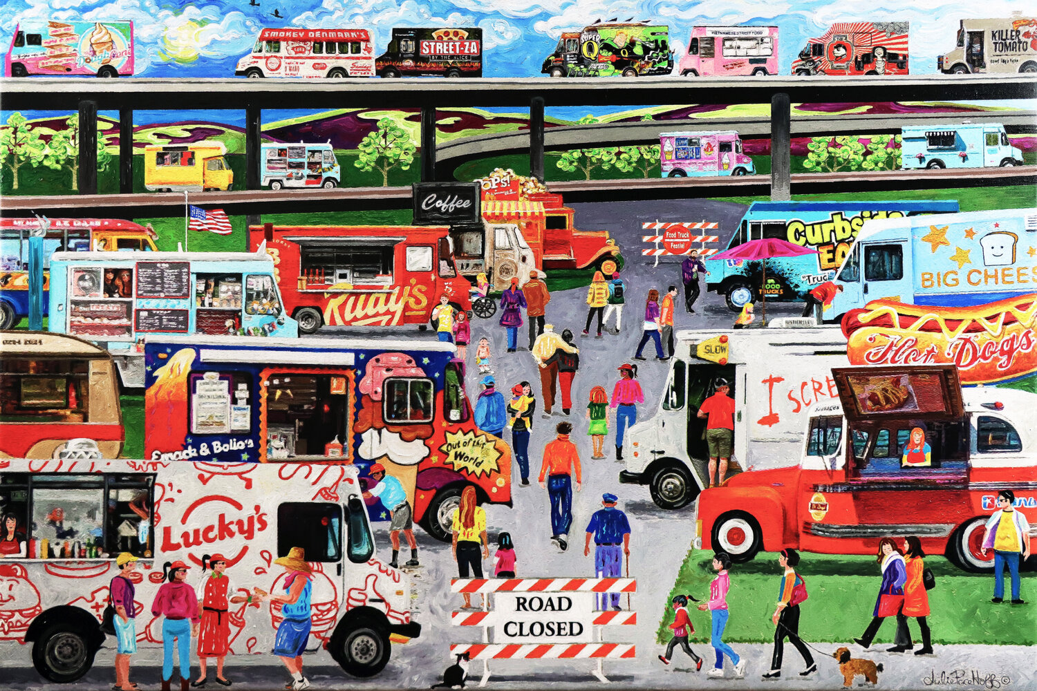 Food Truck Festival Julie Pace Hoff Original painting for sale