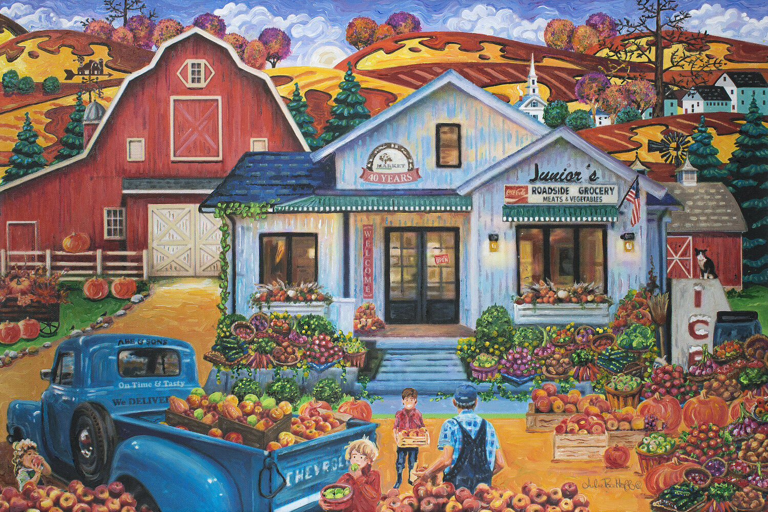 Junior's Farmer's Market Julie Pace Hoff Original painting for sale