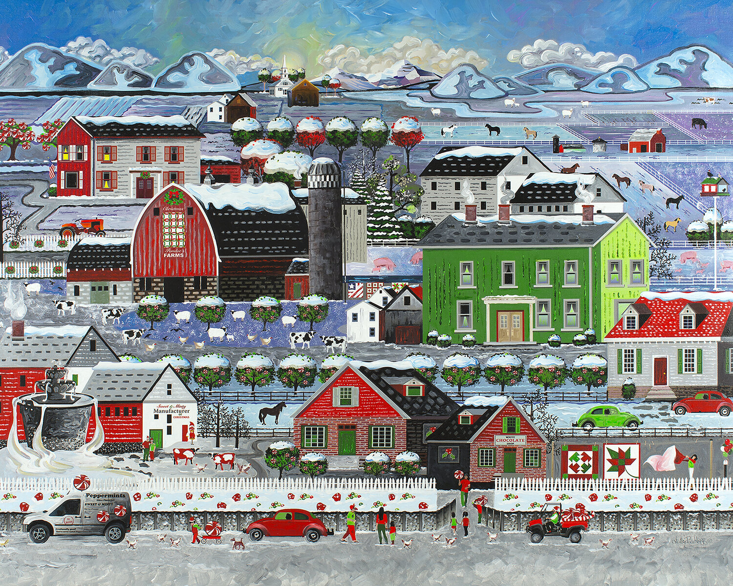 White Chocolate Fondue And Peppermints Christmas Farm Julie Pace Hoff Original painting for sale