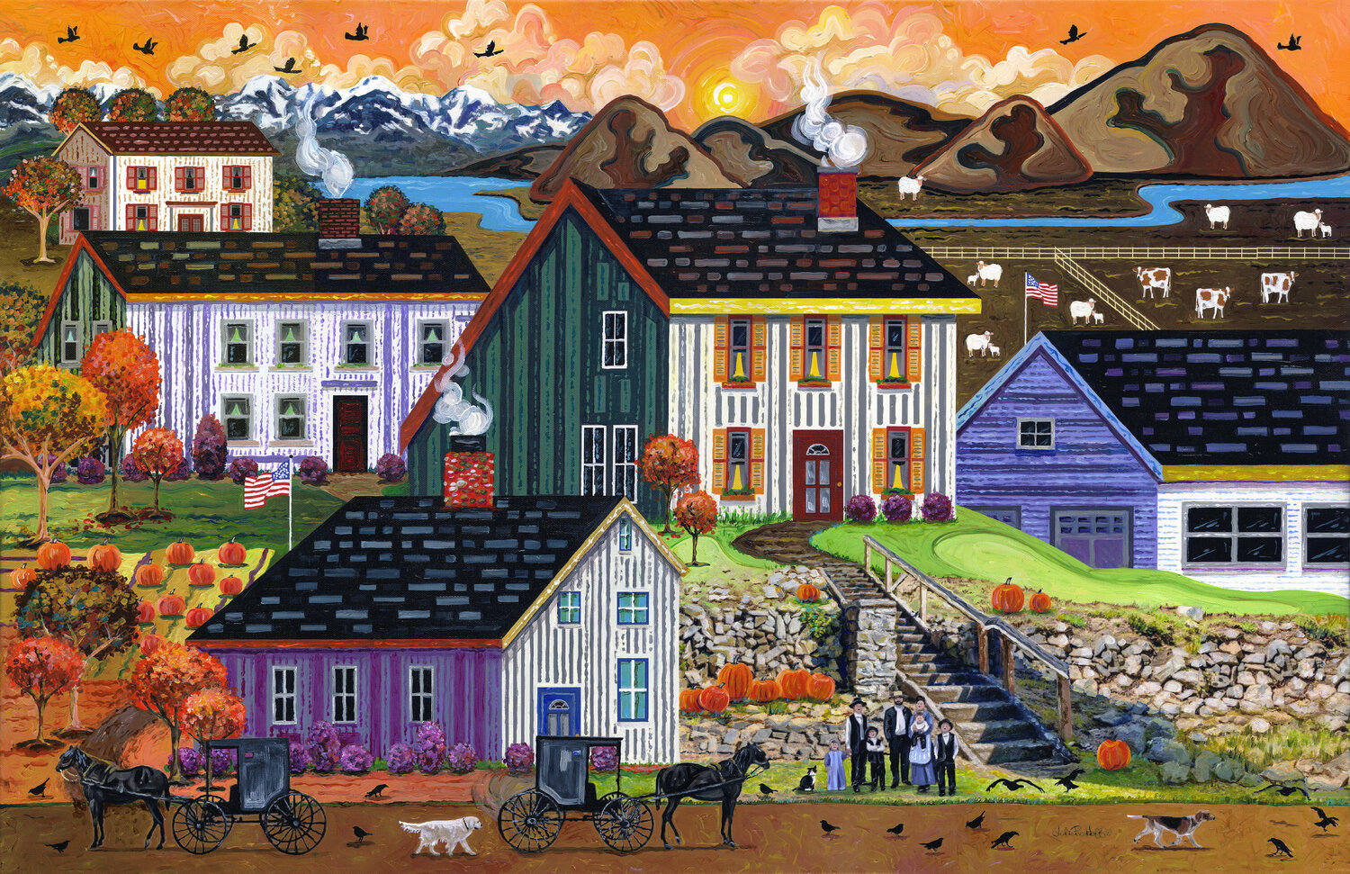 Country Saltbox Houses Julie Pace Hoff Original painting for sale