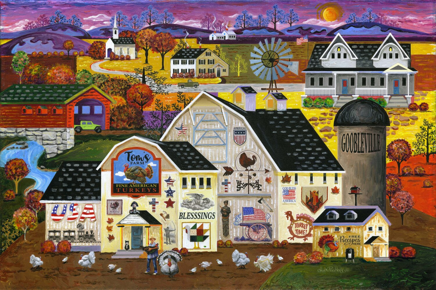 Tom's Turkey Farm Julie Pace Hoff Original painting for sale