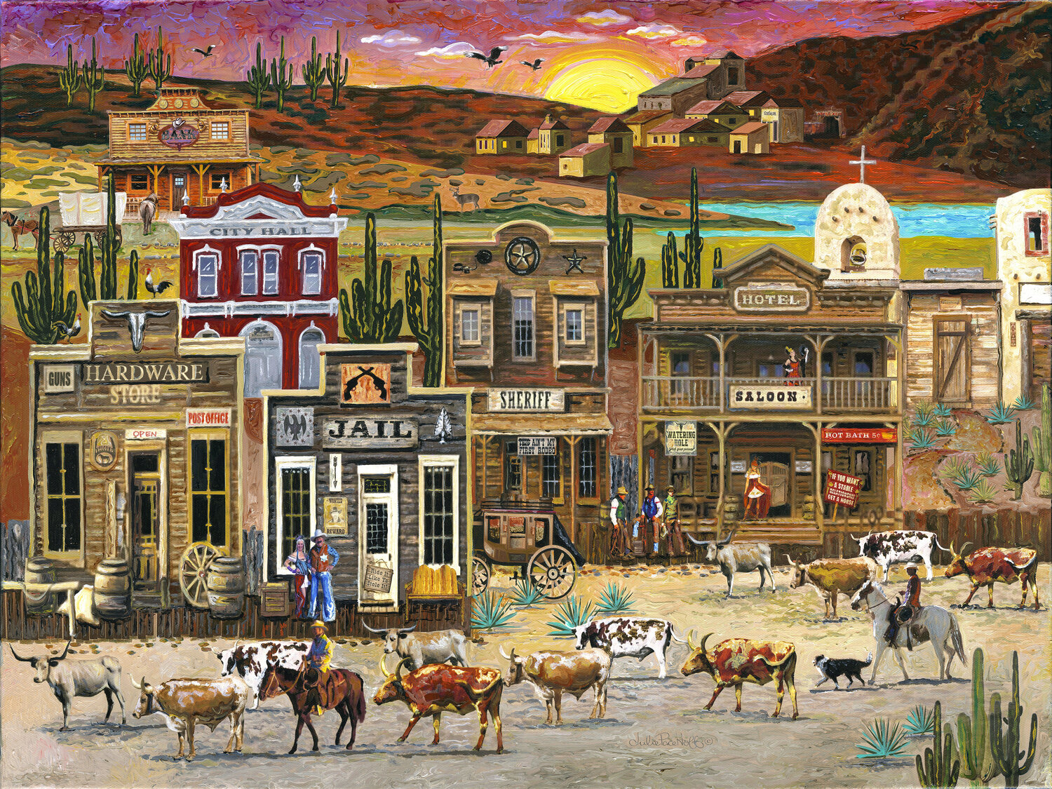 Cattle Drive Julie Pace Hoff Originalgemälde zu verkaufen