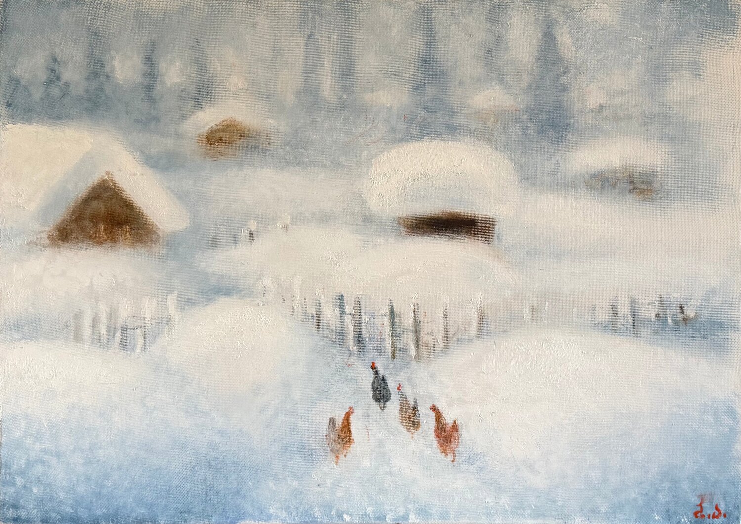 Back yard Besik Arbolishvili Original painting for sale