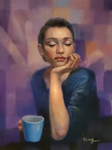 a cup of tea of rest by Eunyoung Yun, Painting for Sale on Select