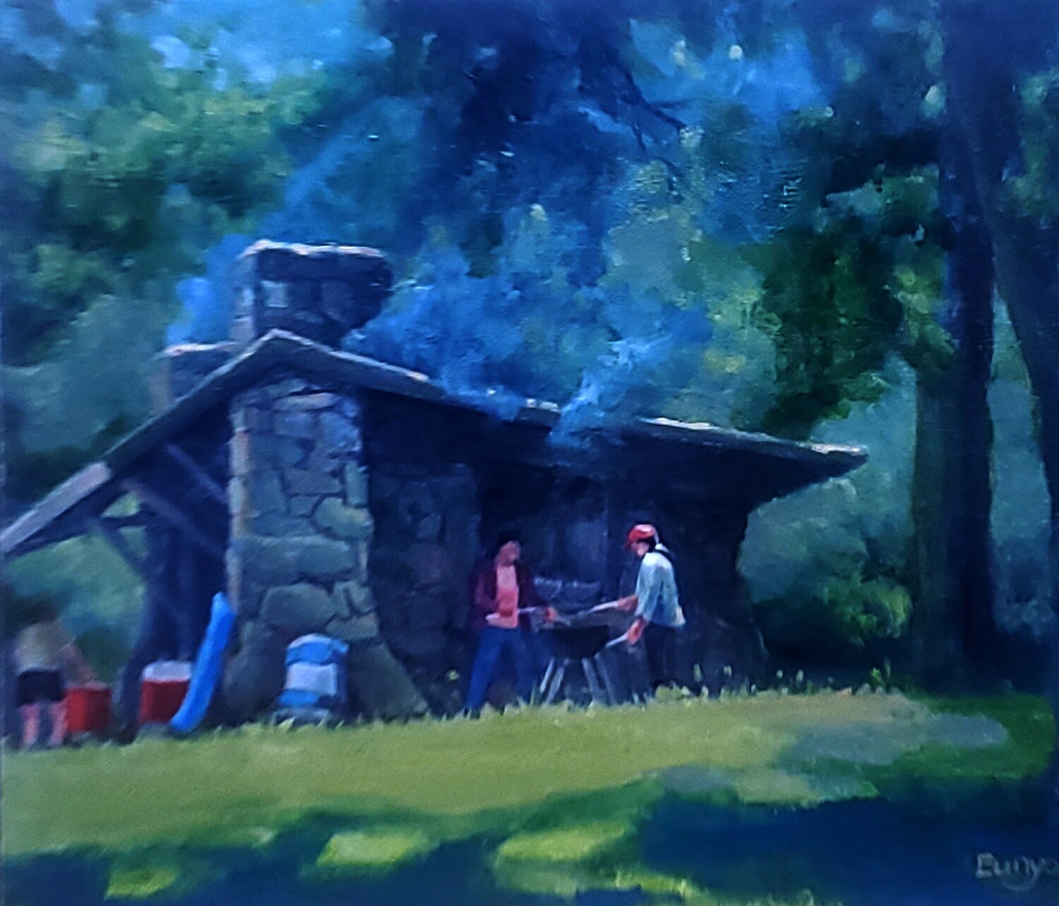 Summer Park Landscape Scene 2024 Eunyoung Yun Original painting for sale
