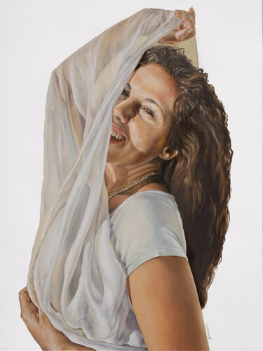 Lady with Veil II by Michel Devanakis, Painting for Sale on Select