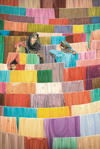 Indian Laundry by Michel Devanakis, Painting for Sale on Select