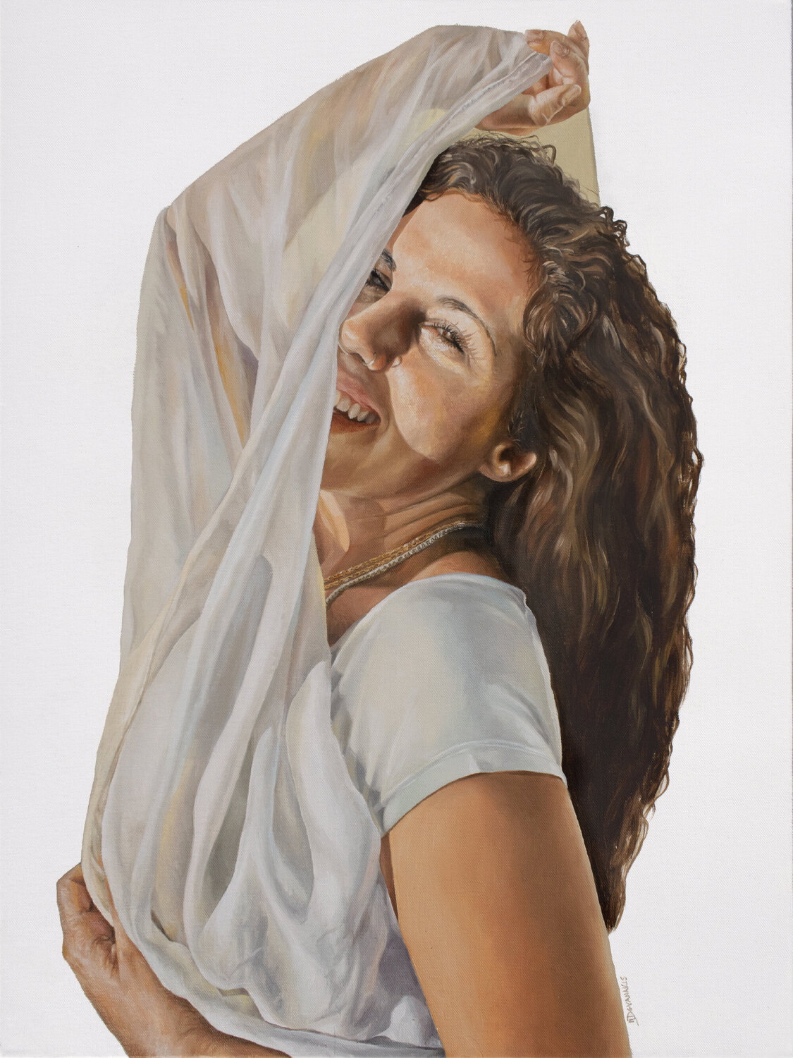 Lady with Veil II Michel Devanakis Original painting for sale