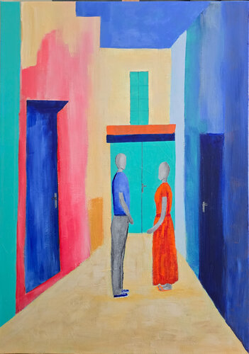 "Ons steegje" - "Our Alley" by Mieke Van Cauter, Painting for Sale on Select