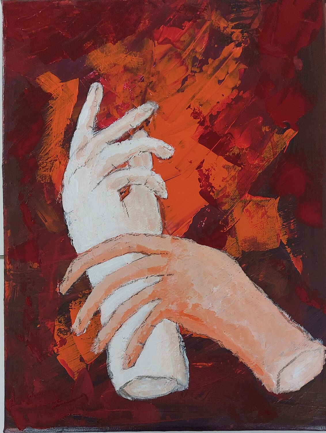 My hands Mieke Van Cauter Original painting for sale
