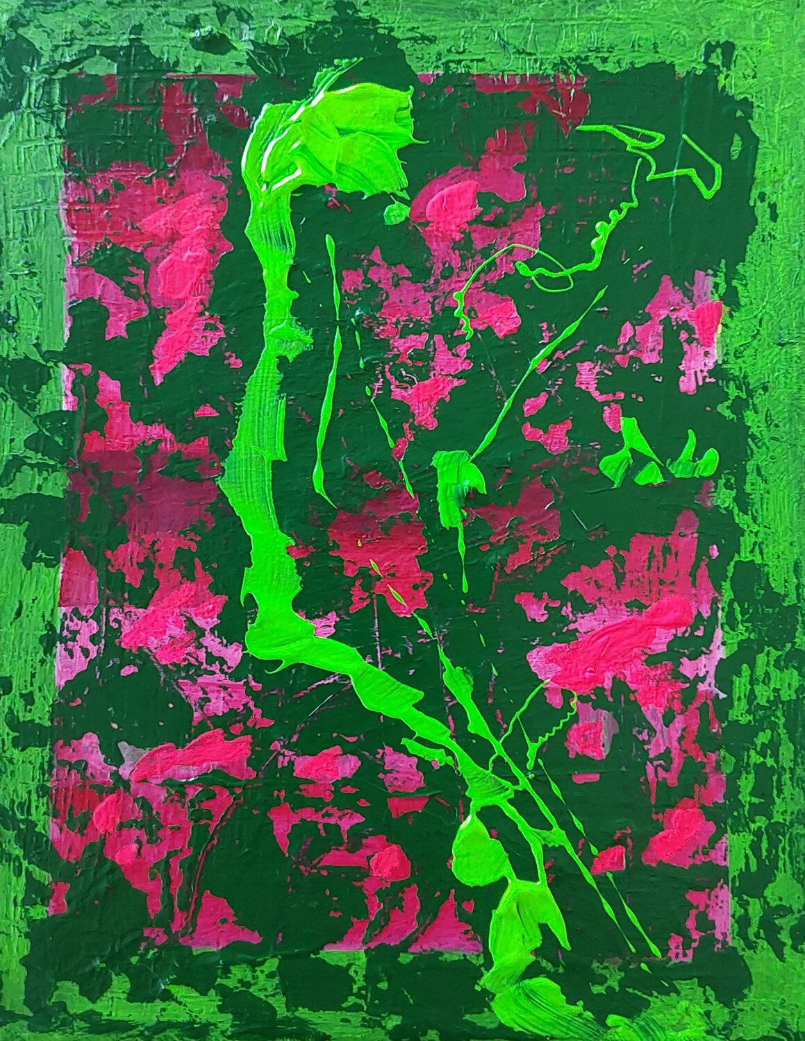 Abstract #7 Fluorescent Whispers Mieke Van Cauter Original painting for sale