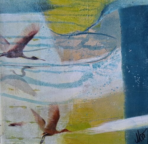 Flamingos 2 by Monika Stoffel, Painting for Sale on Select