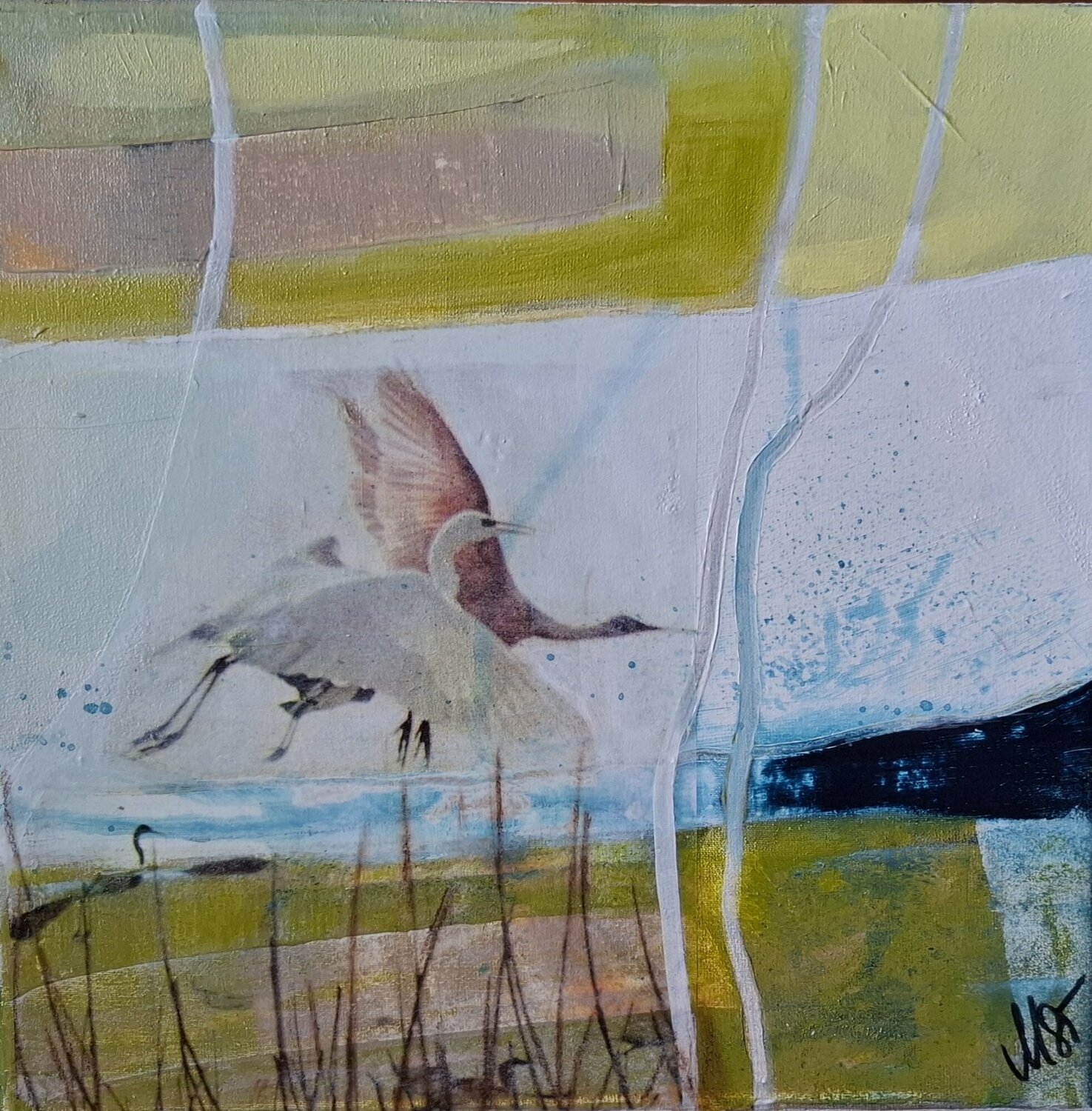 Flamingos 1 Monika Stoffel Original painting for sale