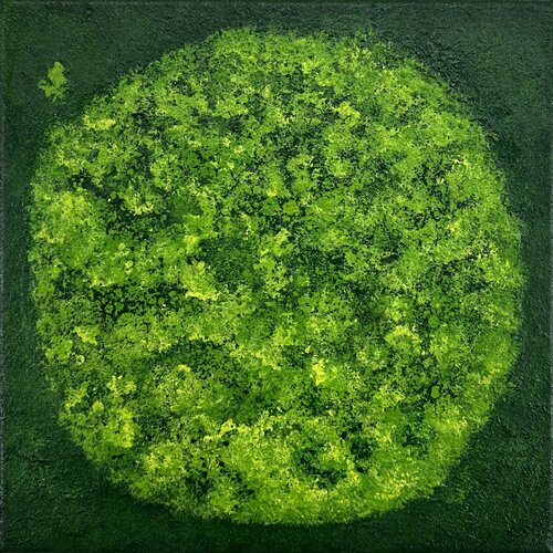 Round Mossy Art no. 2554 by Klara Gunnlaugsdottir, Painting for Sale on Select