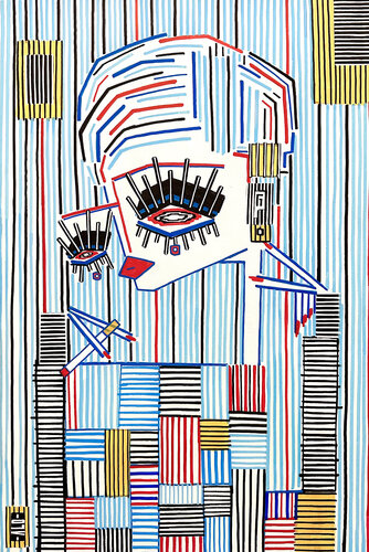 Untitled 31  (Woman + Cigarette) by ALO, Painting for Sale on Select