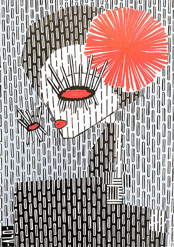 Profile + Red flower von ALO, Malerei kaufen auf Select