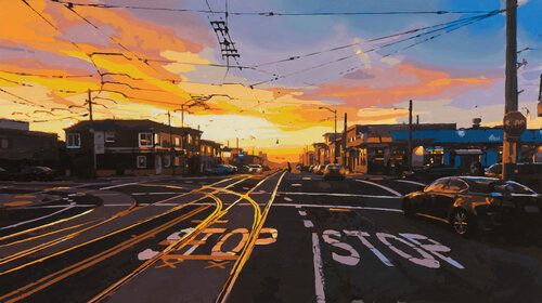 San Francisco Sunset Street by Marco Barberio, Painting for Sale on Select