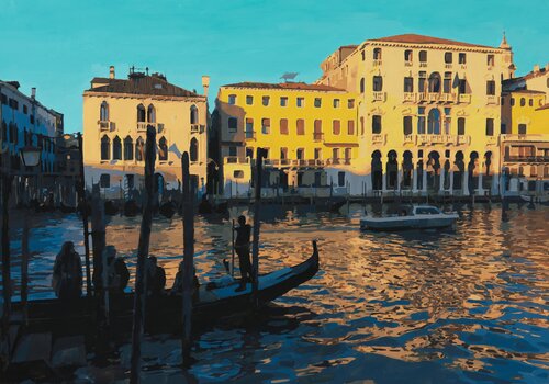 Golden Venice under Tiffany by Marco Barberio, Painting for Sale on Select
